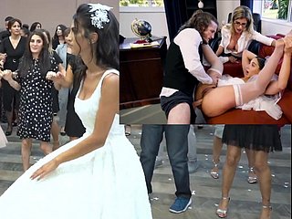 noiva real com noiva Foda colagem, Gelin Düğün
