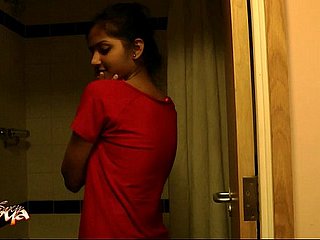 Hot Off colour Indian Non-professional Infant Divya on touching Doccia