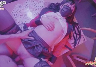 Yumeko kakegurui errou sem calcinha sem preservativo pau cru em buceta e gozada bebendo com boca grande