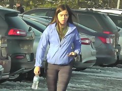 spandex کے کالج بنس عوامی انزال کو متحرک