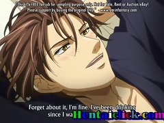 Sexy otot hentai cheerful pria hardcore di tempat tidur