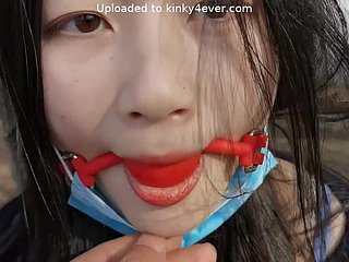 Unnatural asian tart fearsome BDSM porn buckle