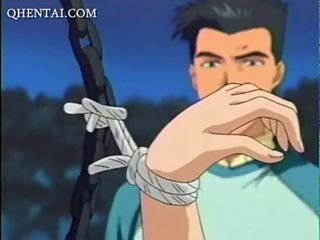 Divest anime Mädchen wird abgeseilt und durchgevögelt