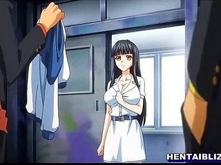 Schulmädchen Hentai schwer stocherte und Gesichtsbesamung von Banditen stocherte